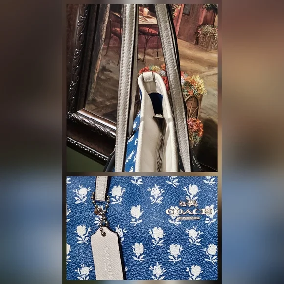 Coach Blue and White Tote Bag - Picture 4 of 9